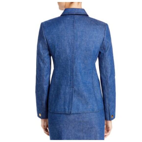 Tory Burch Raw Denim Blazer Size 6 - Picture 4 of 11
